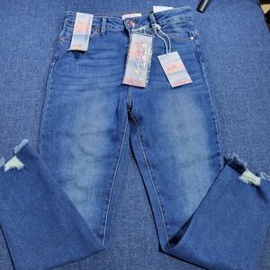 Lilac Sunset Frayed Hem Skinny Jeans Dark Blue Size 13 Phone Charm Strap  NWT